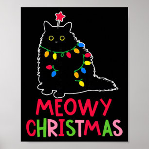 Frohe Weihnachten Xmas Lichter schwarze Katzen-Pyj Poster