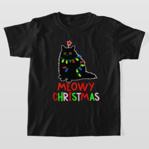 Frohe Weihnachten Xmas Lichter Schwarze Katzen Sch T-Shirt