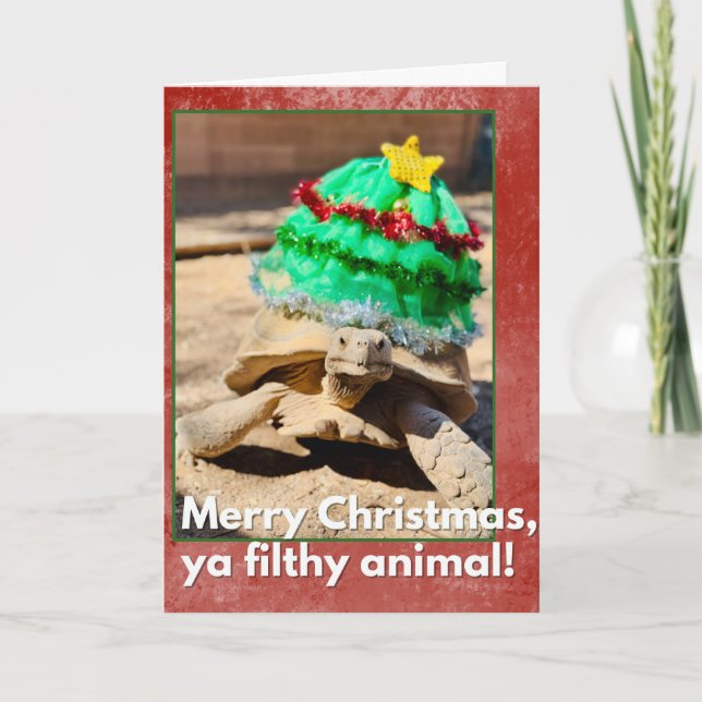 Frohe Weihnachten ya dreckiges Tier Sarcastic Schi Karte (Vorderseite)