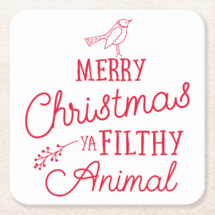 Frohe Weihnachten Ya Filthy Animal Paper Untersetz Rechteckiger Pappuntersetzer