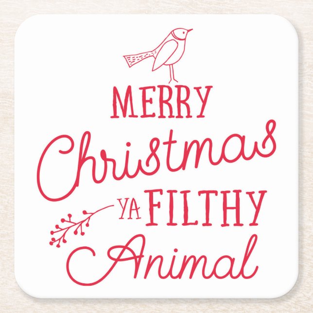 Frohe Weihnachten Ya Filthy Animal Paper Untersetz Rechteckiger Pappuntersetzer (Vorderseite)