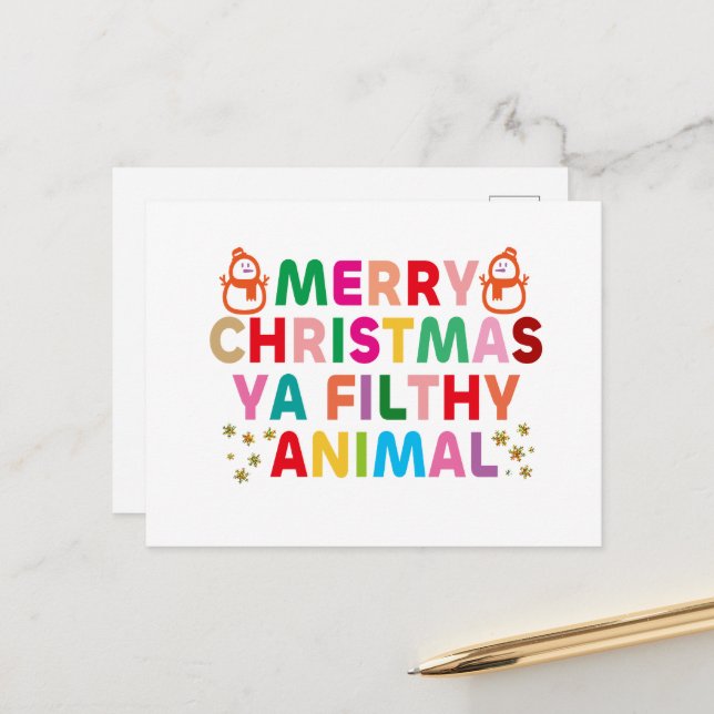 Frohe Weihnachten Ya Filthy Animal Postkarte (Vorderseite/Rückseite Beispiel)