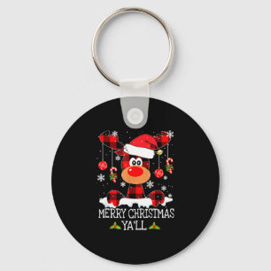 Frohe Weihnachten Ya ll Buffalo Red Kariert Reinde Schlüsselanhänger