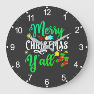 Frohe Weihnachten Y'all-85918 Große Wanduhr