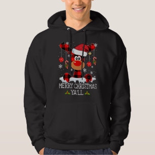 Frohe Weihnachten Ya'll Buffalo Red Kariert Reinde Hoodie