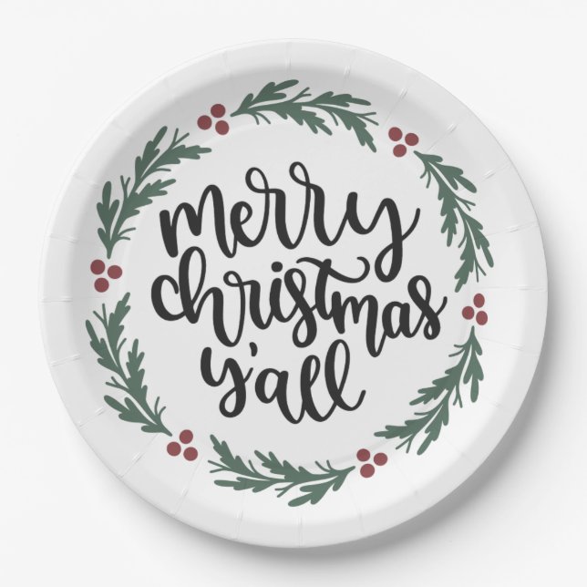 Frohe Weihnachten Y'all Christmas Paper Plate Pappteller (Vorderseite)