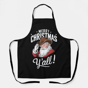 Frohe Weihnachten Y'all Country Cowboy Santa Claus Schürze