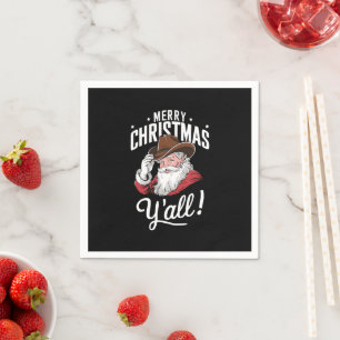 Frohe Weihnachten Y'all Country Cowboy Santa Claus Serviette