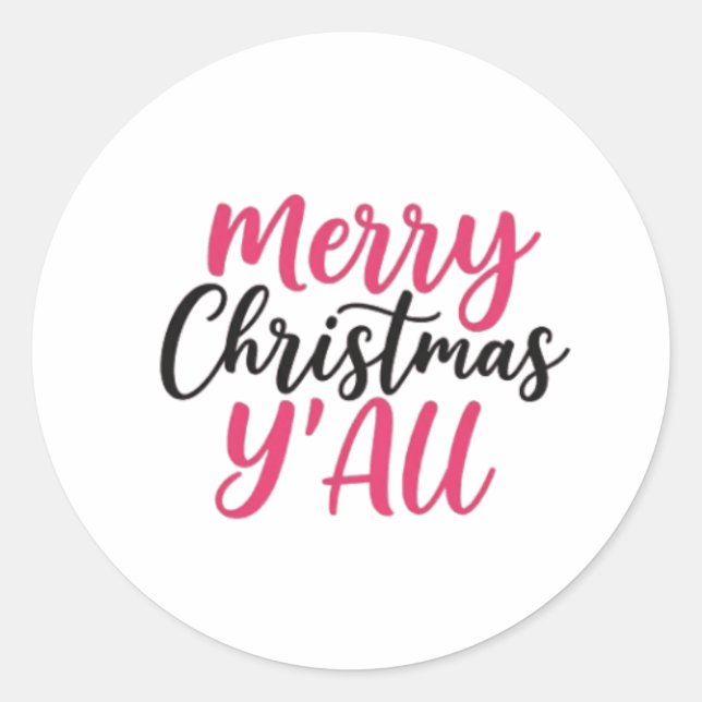 Frohe Weihnachten Y'All dekorative Keramik Ornamen Runder Aufkleber (Vorderseite)