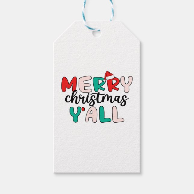 Frohe Weihnachten Y'all Geschenkanhänger (Vorderseite)