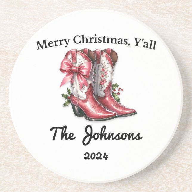 Frohe Weihnachten Y'all Getränkeuntersetzer (Vorne)