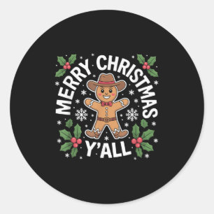 Frohe Weihnachten Yall Gingerbread Cowboy Howdy We Runder Aufkleber