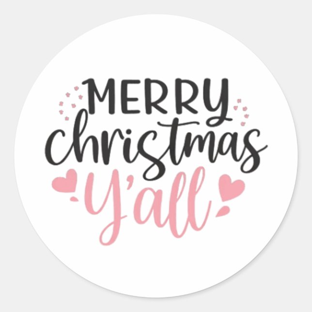 Frohe Weihnachten Y'all Grafik Design Runder Aufkleber (Vorderseite)