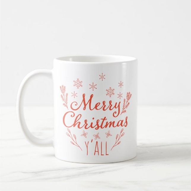 Frohe Weihnachten Y'all Kaffee Tasse (Links)