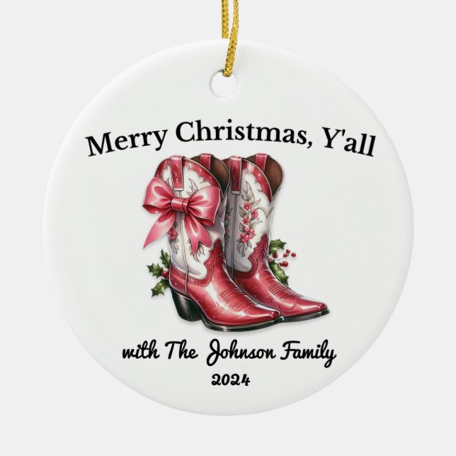 Frohe Weihnachten, Y'all Keramik Ornament (Vorne)
