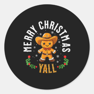 Frohe Weihnachten Yall Lebkuchen Cowboy Howdy West Runder Aufkleber
