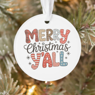 Frohe Weihnachten Y'all Leopard Büffel Kariert Xma Ornament