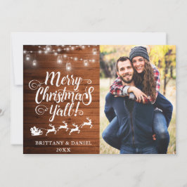 Frohe Weihnachten Y'all Lights Wood Couple Foto