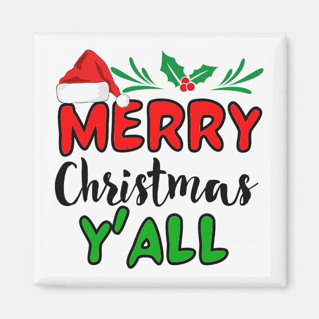Frohe Weihnachten Y'all Magnet (Vorne)
