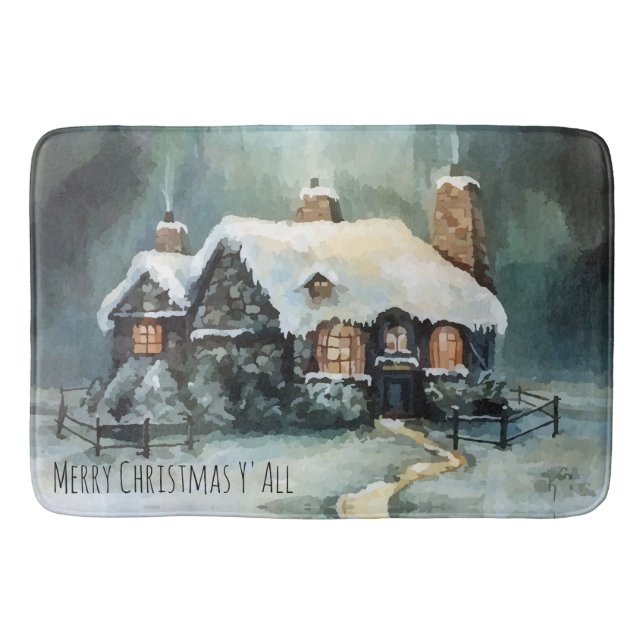 Frohe Weihnachten Y'All Marvelous Winter Night Badematte (Vorderseite)