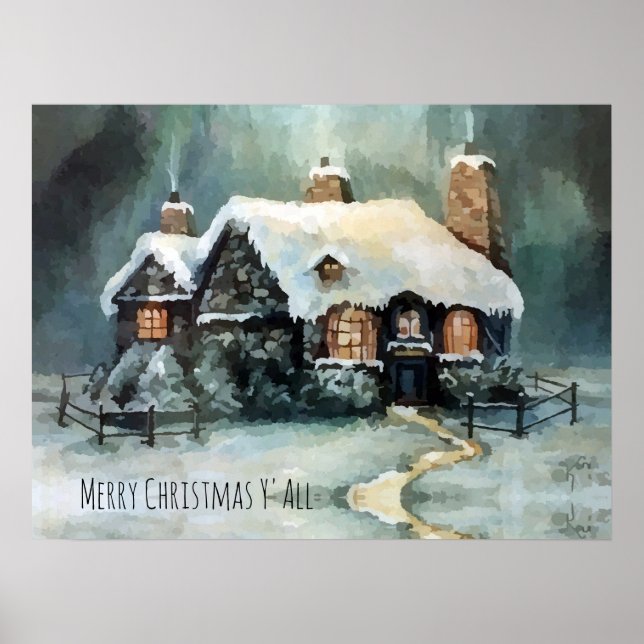 Frohe Weihnachten Y'All Marvelous Winter Night Poster (Vorne)