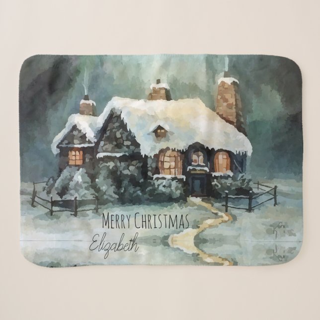 Frohe Weihnachten Y'All Marvelous Winter Night Sherpadecke (Vorderseite (Horizontal))