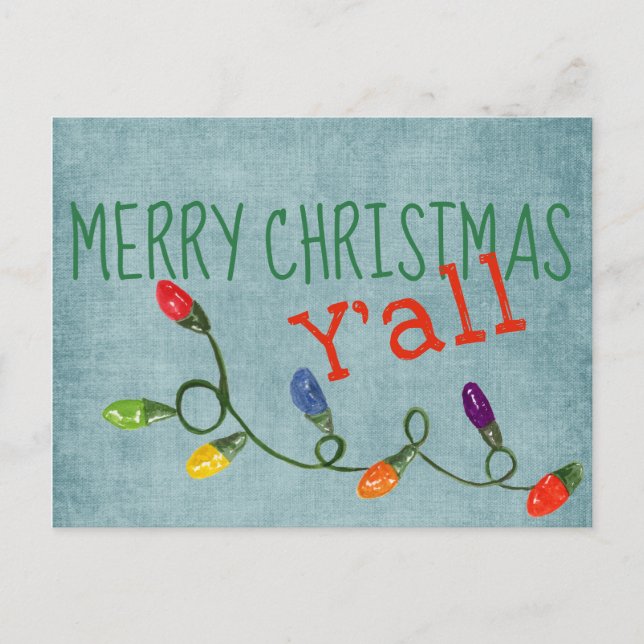 Frohe Weihnachten Y'All Postkarte (Vorderseite)