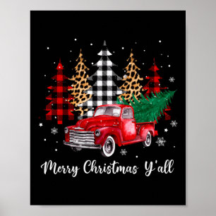 Frohe Weihnachten Y'all Red Truck Weihnachten Fami Poster
