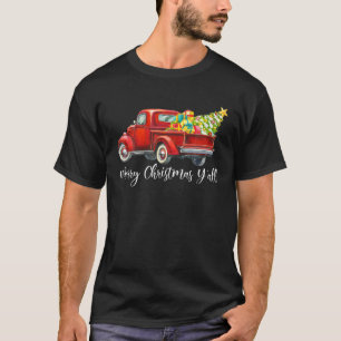 Frohe Weihnachten Y'all Retro Red Truck Weihnachte T-Shirt