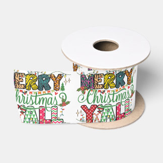 Frohe Weihnachten Y'all Ribbon Satinband