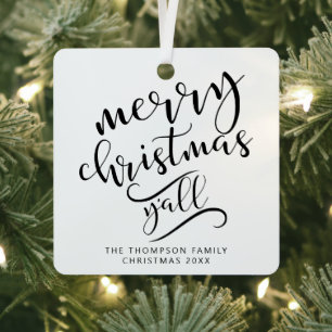 Frohe Weihnachten Y'all Texas Holiday Foto Ornament Aus Metall