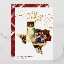 Frohe Weihnachten Y'all | Texas Map Foto Collage Folien Feiertagskarte