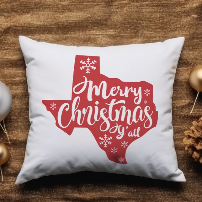 Frohe Weihnachten Y'all Texas Staat Kissen (Von Creator hochgeladen)