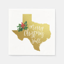 Frohe Weihnachten Y'all Texas Staat Napkins