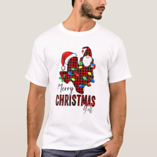 Frohe Weihnachten Y'all Texas Staat Red Kariert T-Shirt