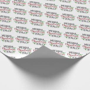 Frohe Weihnachten Y'all Typografie Packpapier