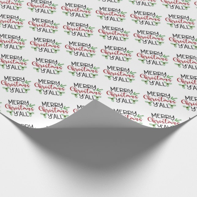 Frohe Weihnachten Y'all Typografie Packpapier (Ecke)