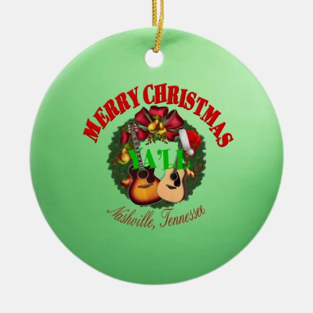 Frohe Weihnachten Yall Verzierung Keramikornament (Vorne)