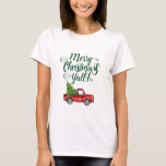 Frohe Weihnachten Y'all Vintag Truck Christmas WG T-Shirt<br><div class="desc">Frohe Weihnachten Y'all - Wasserfarbe Vintager roter LKW mit Weihnachtsbaum T - Shirt</div>