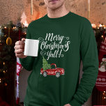 Frohe Weihnachten Y'all Vintag Truck Green M T-Shirt<br><div class="desc">Frohe Weihnachten - Vintager Wasserfarbenfroher Truck mit Weihnachtsbaum Herren Langschläfer T - Shirt</div>