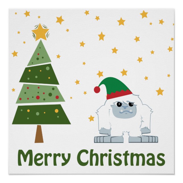 Frohe Weihnachten Yeti Poster (Vorderseite)