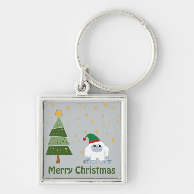 Frohe Weihnachten Yeti Schlüsselanhänger (Vorne)