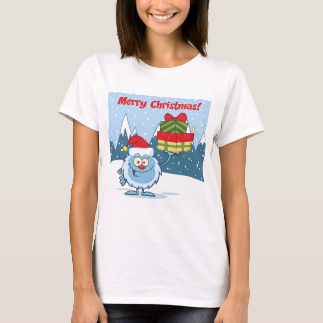 Frohe Weihnachten Yeti T-Shirt (Vorderseite)
