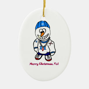 Frohe Weihnachten Yo, Rapper-Schneemann Keramik Ornament