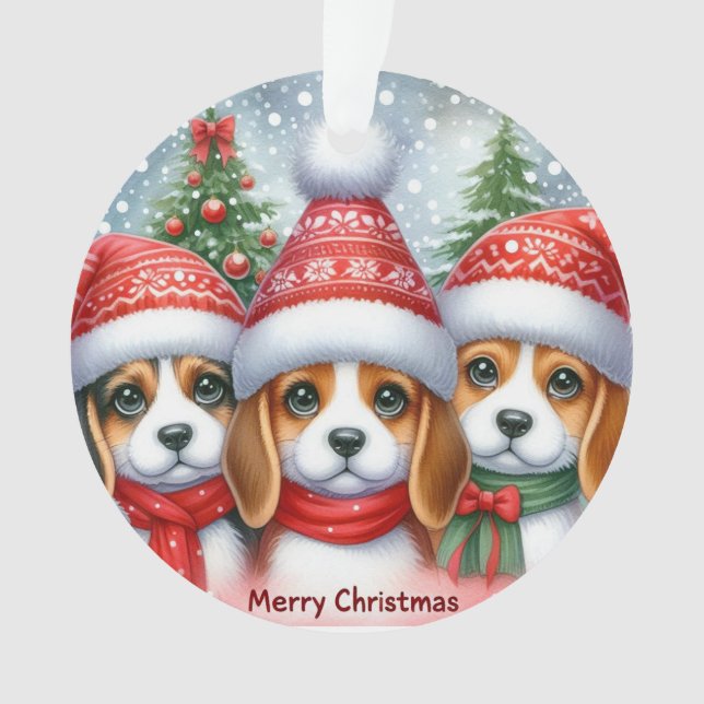 Frohe Weihnachten Yorki Ornament (Vorderseite)