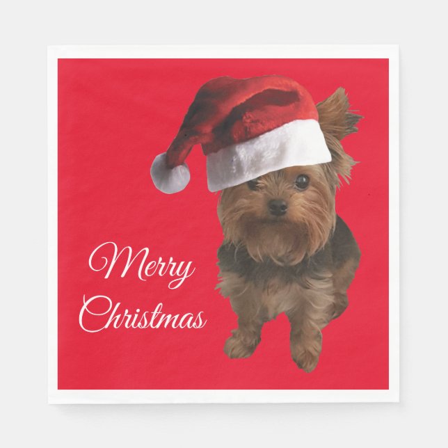 Frohe Weihnachten Yorki Serviette (Vorderseite)