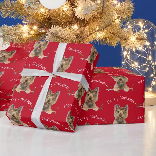 Frohe Weihnachten Yorkshire Terrier auf Red Geschenkpapier (Feiertage)