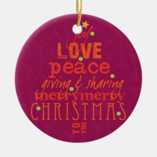 Frohe Weihnachten zu Ihnen Baum-Verzierung Keramik Ornament