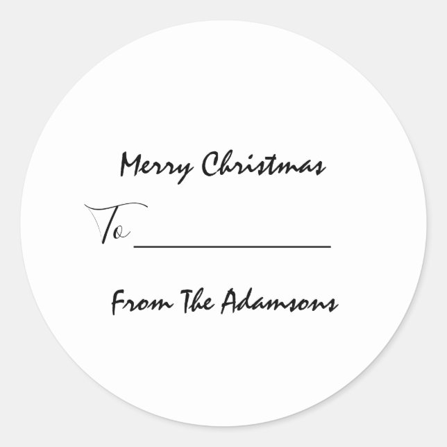 Frohe Weihnachten zu.. von Familienname Holiday Wh Runder Aufkleber (Vorderseite)