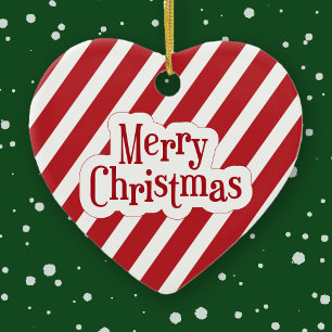 Frohe Weihnachten, Zuckerstangen-Ornament Keramik Ornament